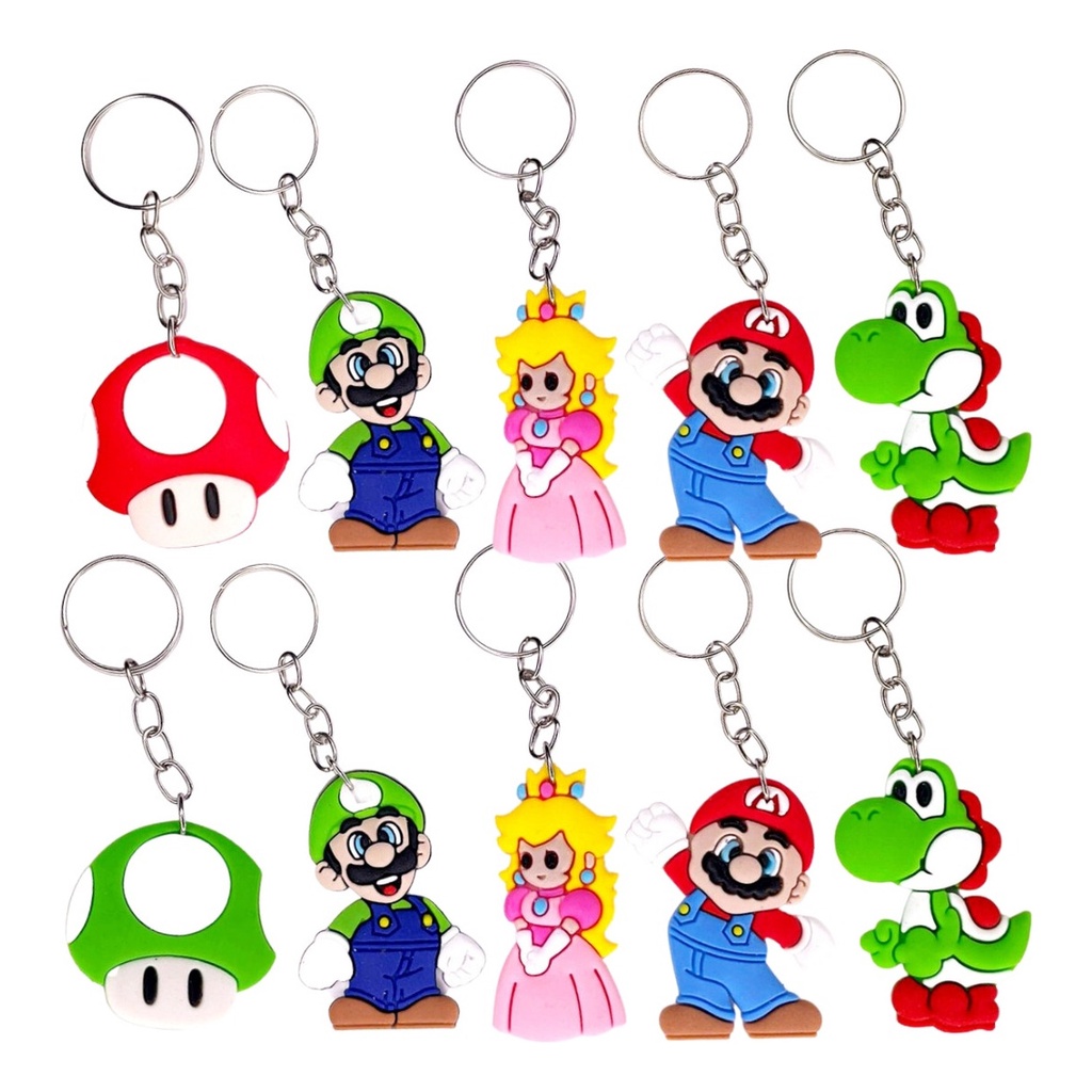 Chaveiro Super Mario Bros  Mario, Luigi, Princesa Peach, Bowser