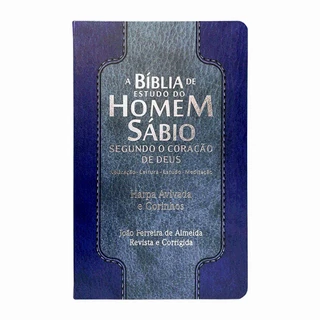 Bíblia De Estudo do Homem Sábio | Harpa e Corinhos | Azul Escuro e Claro