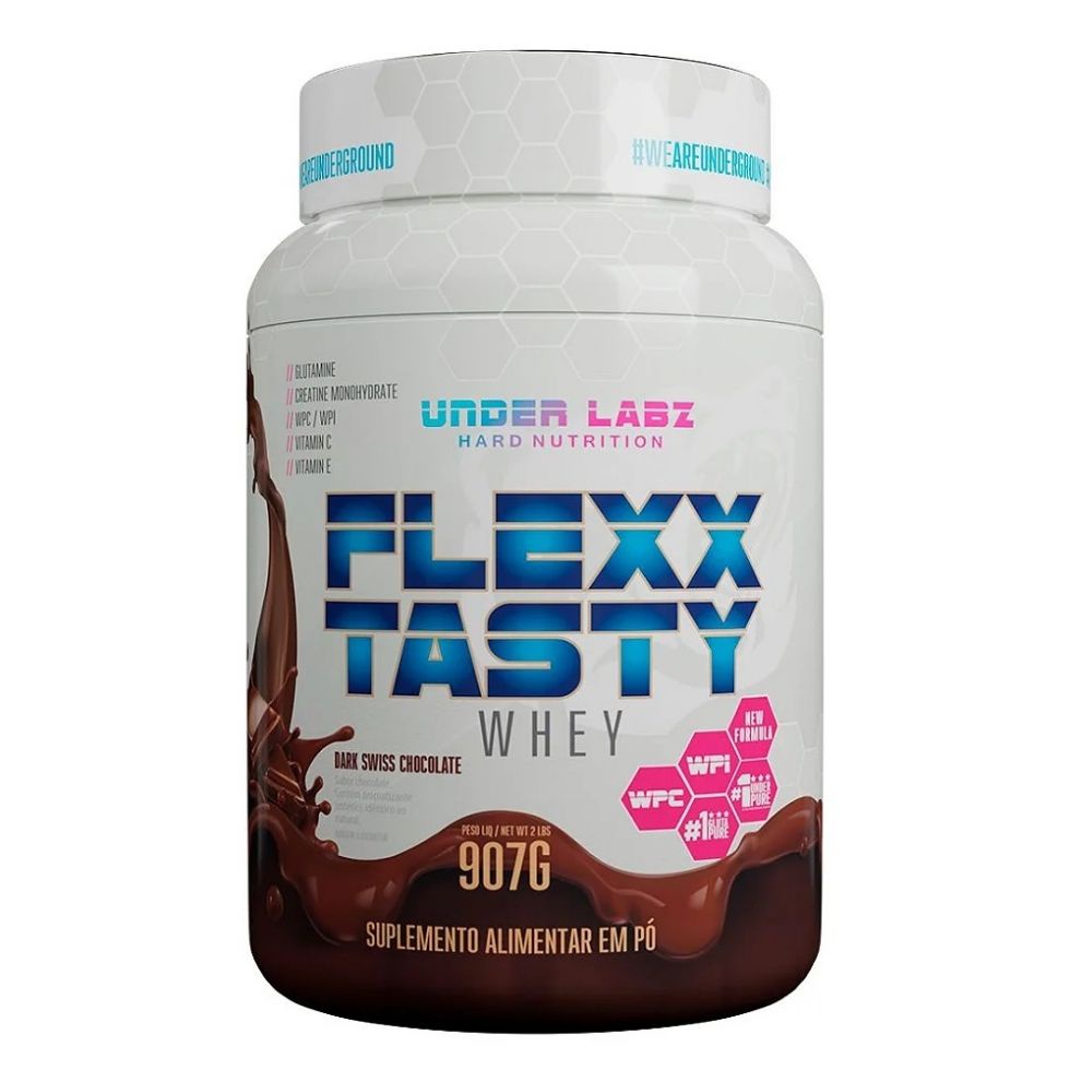 Flexx Tasty Whey (907g) – Sabor: Dark Chocolate