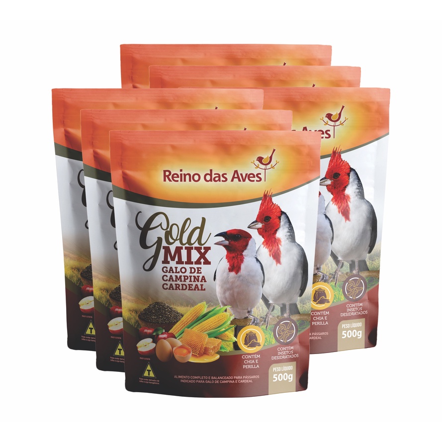 Kit 6un Galo De Campina e Cardela Gold Mix 500g Reino Das Aves | Shopee ...