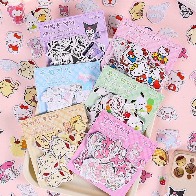 100pcs My Melody Kuromi Hello Kitty Stickers Para Crianças Meninas Faça ...