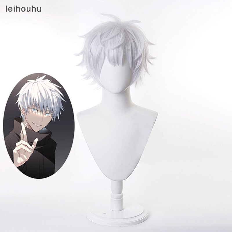 Anime preto peruca longa cosplay jujutsu kaisen getou suguru traje  resistente ao calor filme cabelo masculino