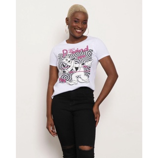 Camiseta Feminina Disney Estampa Pateta Manga Curta Branca