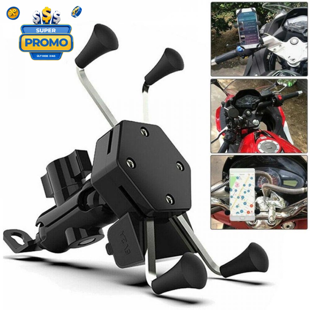 Suporte Garra Para Celular Moto Universal Com Carregador Usb Entrega Rápida