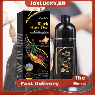 【 JOY 】 Black Shampoo Tintura De Cabelo Natural Creme De Coloração Para Cobrir Cabelos Brancos Cinza