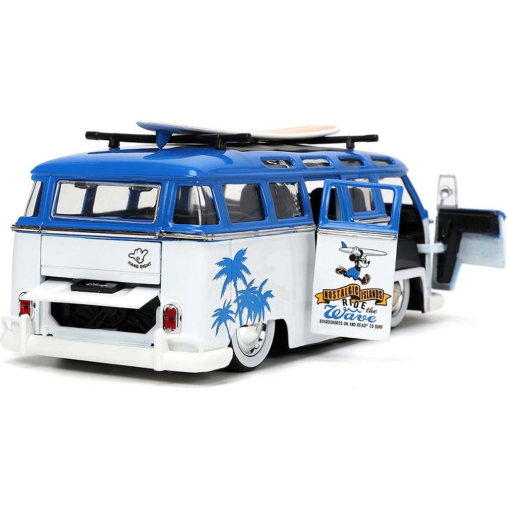 Volkswagen T1 newest Bus W/ Mickey Mouse Figurine & Surfboard