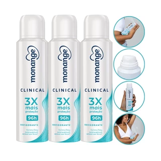 Kit 3 Desodorante Aerosol Clinical Revigorante 96H Monange 150Ml