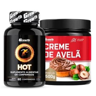 Hot Termogênico 60 Caps + Creme Avelã Fit 500g Growth