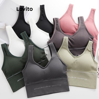 Lovito Sutiã Esportivo Básico Liso Casual Para Mulheres LNA27250 (Verde Escuro/Branco/Rosa/Roxo/Verde/Preto)