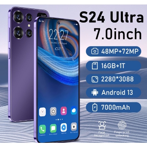 S24 Ultra 12GB+512GB 7.3inch Smartphone Cell Phone Dual Sim Unlocked  7000mAh Hot