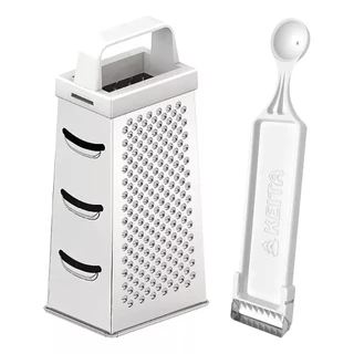 Jogo Ralador 4 Faces De Inox Com Alça + Descascador Legumes