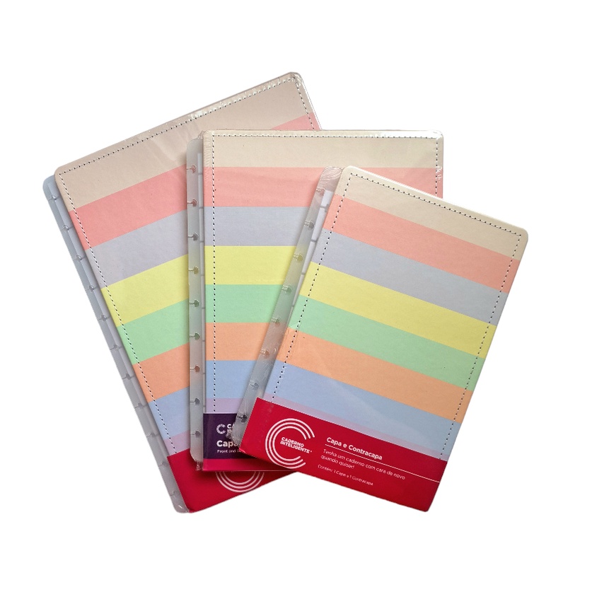Capa e Contracapa CI Caderno Inteligente Arco Iris - Tamanho Grande, Médio ou A5