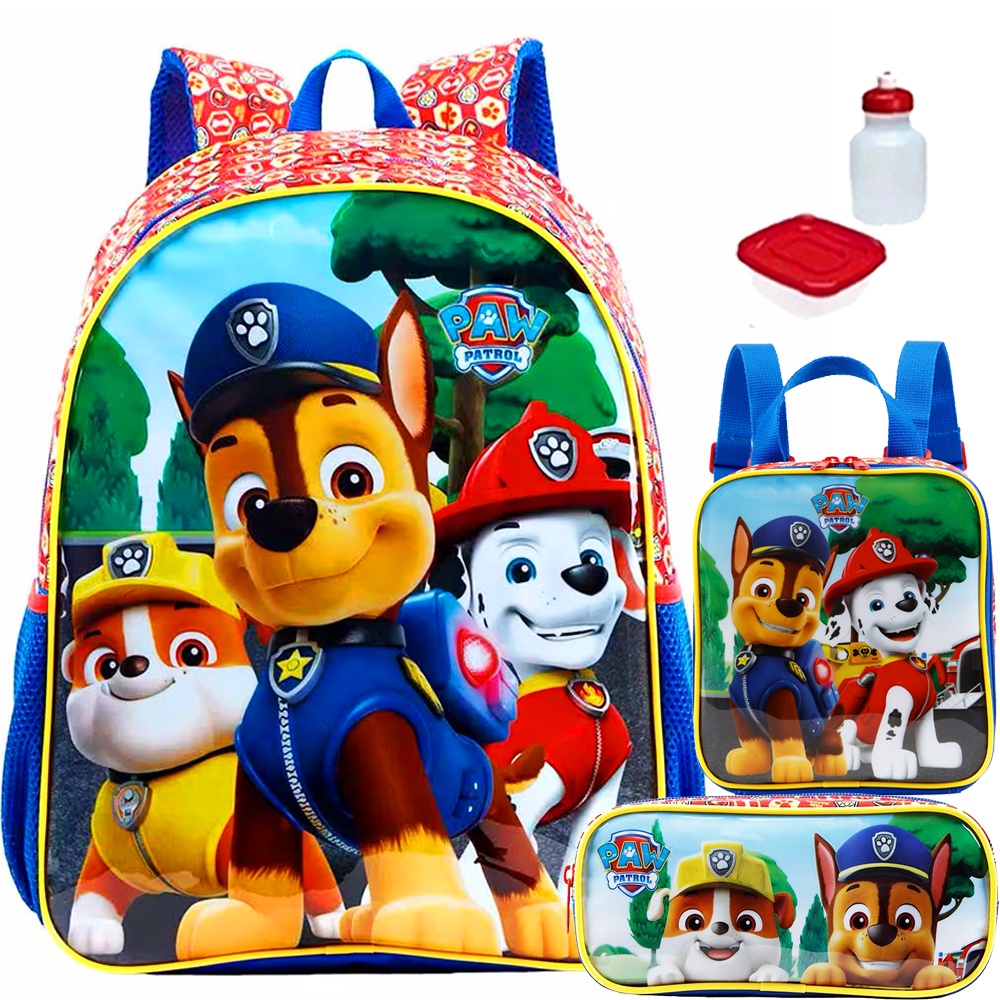 Kit Mochila Infantil Patrulha Canina Paw Patrol Escolar Costas Tamanho ...