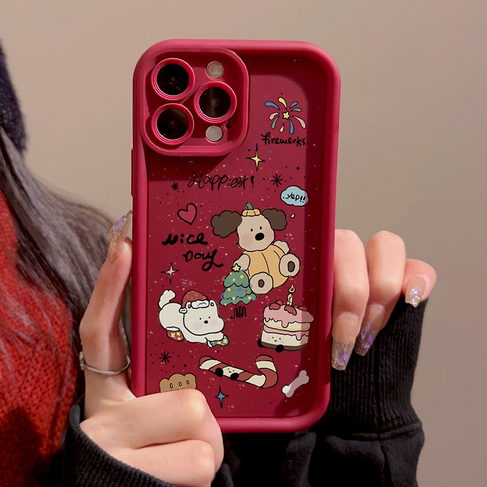 Desenho Animado Bonito Bolo De Borgonha Caixa Telefônica À Prova De Queda De Cachorro tpu silicone Para iphone De Maçã 11 12 13 14 15 pro max Mais x xr xs 7 8 se2020
