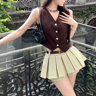 Lovito Regata Feminina Casual Com Estrutura De Botão Simples E Bolso Falso LNE42160