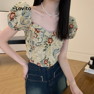 Lovito Blusa Casual Floral Com Flores Para Mulheres LNE42174