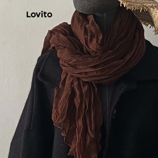Lovito Lenços Casuais Simples Plissados De Algodão E Linho Para Mulheres LFA11474