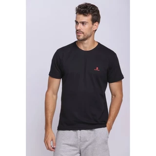 Camiseta Masculina Malha Premium Bordada Logo Polo Wear Preto
