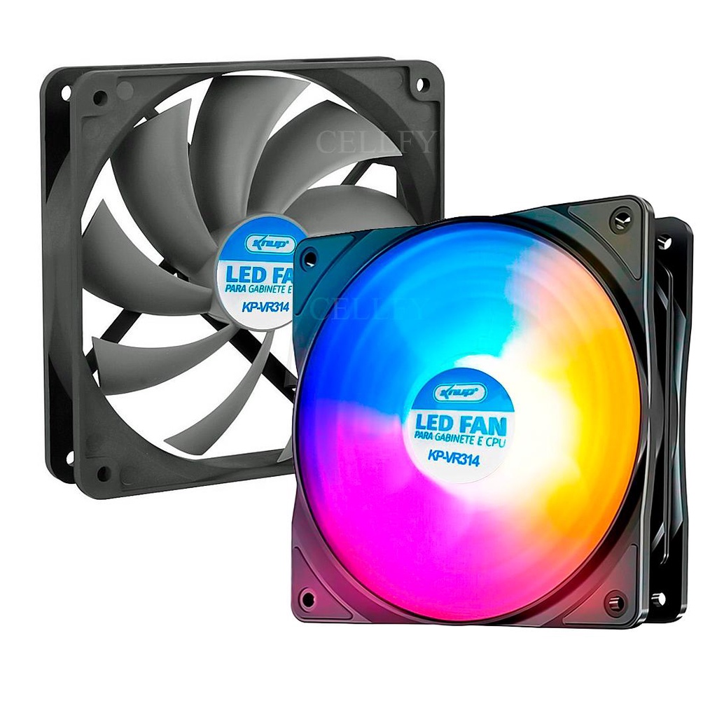 Cooler Fan LEDs Coloridos RGB Gabinete/CPU Silencioso 10Vdc 1500rpm ...