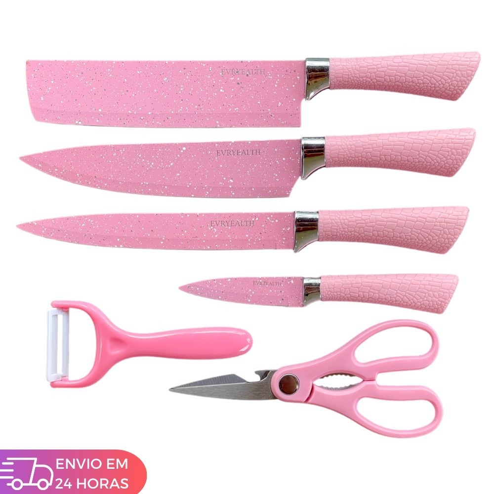 Jogo De Facas Inox Descascador E Tesoura 6 Peças