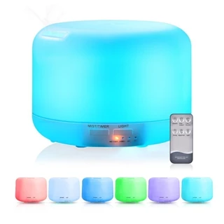 Umidificador Difusor Aromatizador 500ml Ultrassônico Estilo Branco com Led 7 cores com controle em Oferta na Shopee