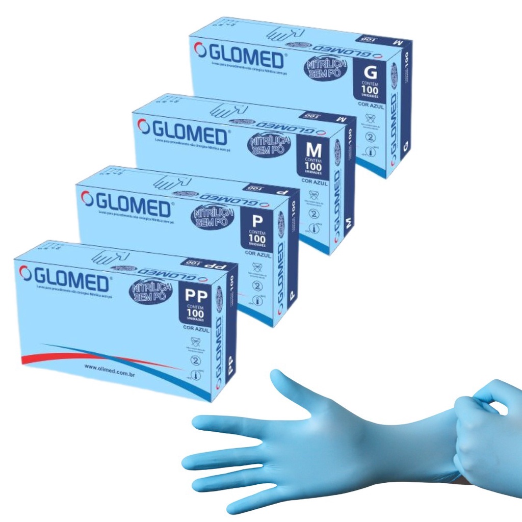 LUVA NITRILICA AZUL TAMANHO G CX C/ 100 UND KIT COM 5 CXS | Shopee Brasil