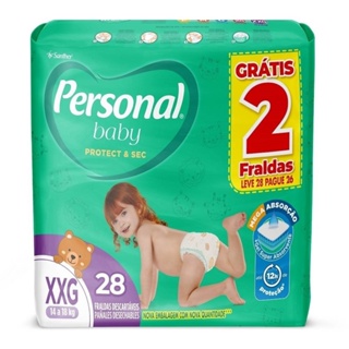 Fralda Descartável Personal Soft & Protect Mega Tamanho XXG - 9 Pacotes com 28 Fraldas - Total 252 Tiras