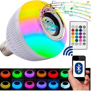 Lampada Bluetooth Luz Led Rgb Musica Caixa Som Festa Musica