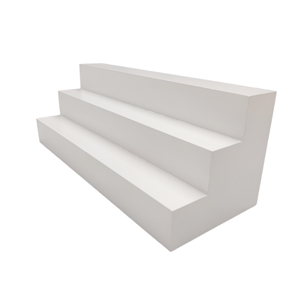 Expositor Arquibancada 3 Degraus Grande Decoração Bancada Vitrine Grande 3 andares - Branca - Decoração Vitrine Mesas Doces