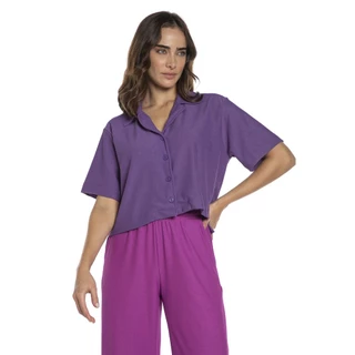 Camisa Cropped Feminina Polo Wear Roxo Escuro