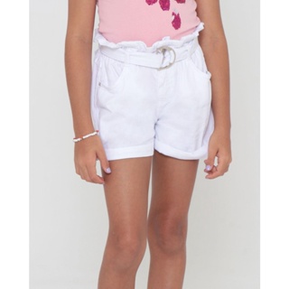 Short Infantil Sarja Clochard Com Cinto Branco
