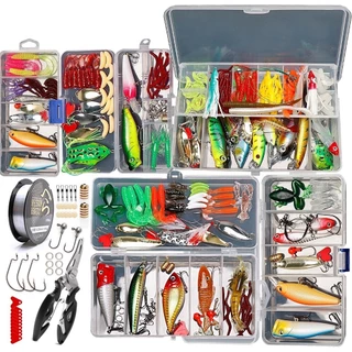 106/101/48/27pcs Set Fishing Lures Múltiplos Wobblers Kit Misto De Cores Soft Lure Artificial Crankbait Metal Spoon Para O Trabalho
