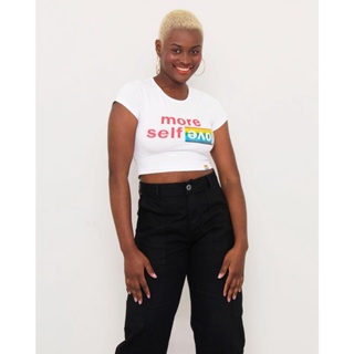 Blusa Cropped Feminino Pride Estampado Branca