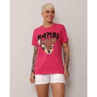 Camiseta Feminina Pride Disney Manga Curta Estampa Bambi Rosa