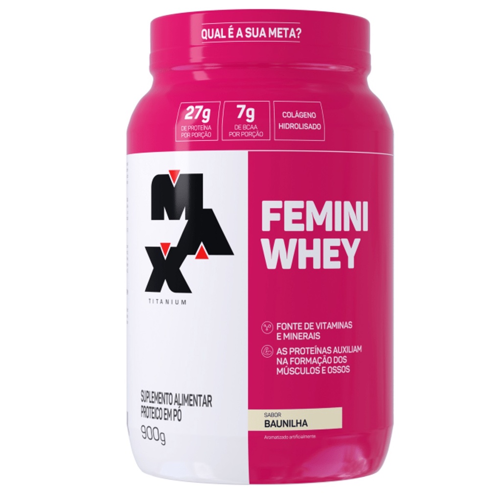 Whey Femini Whey Pote 900g Sabor Baunilha Max Titanium