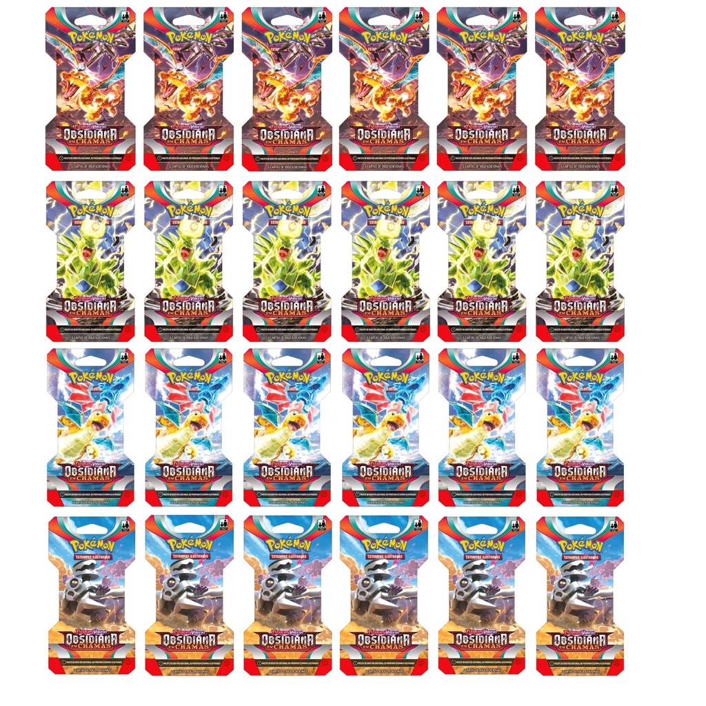 Box 24 Blisters Cards/Cartas Pokemon TCG Estampas Ilustradas Escarlate e Violeta 3 Obsidiana em Chamas Copag - 33487
