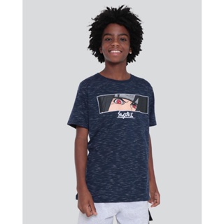 Camiseta Juvenil Estampa Naruto Flamê Marinho
