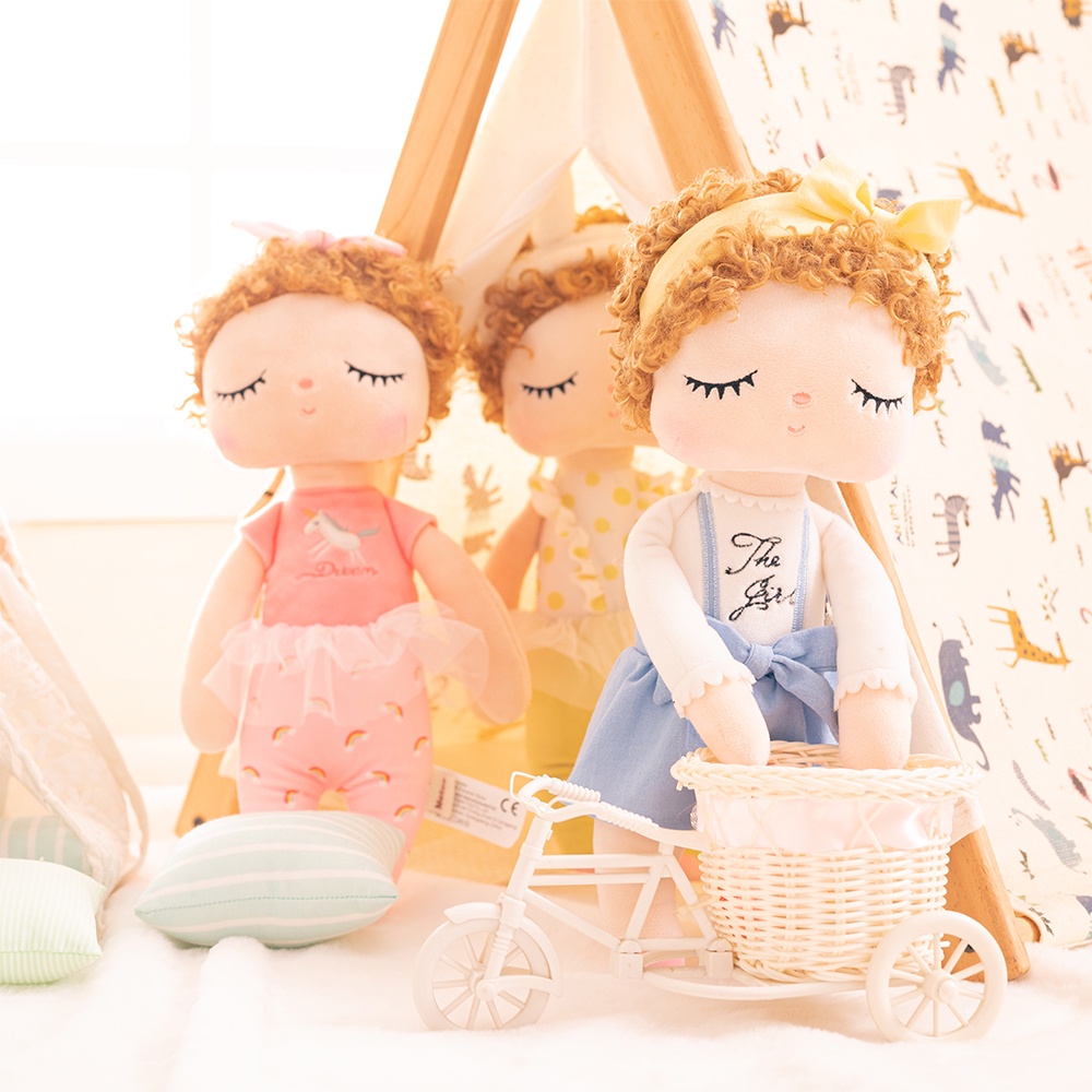 Metoo bonito encaracolado angela boneca de pelúcia personalizado pp algodão boneca de pelúcia brinquedo de aniversário kawaii surpresa presente do feriado crianças dormindo boneca