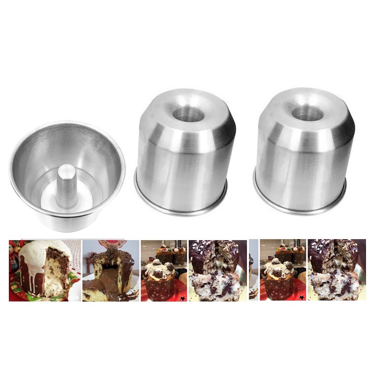 02 Forma Bolo Panetone de Natal/Chocotone em Alumínio (14x13 - 500g) Trufado