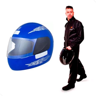 Capacete Moto Azul Fechado Pro Tork Liberty Four Viseira Transparente + Capa de chuva PVC Pioneira
