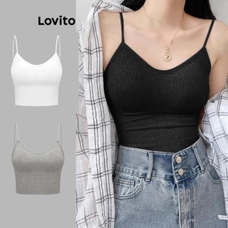 Lovito Elegante Blusa Feminina Lisa Básica L65ED044 (Cinza/Branca/Preta)