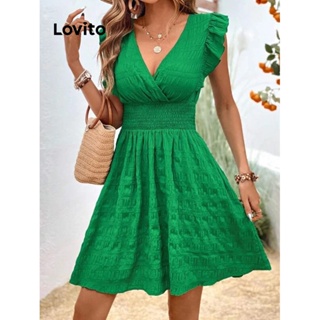 Lovito Vestido Casual Liso Com Bata Para Mulheres LNE31126 (Azul Claro/Verde/Preto)