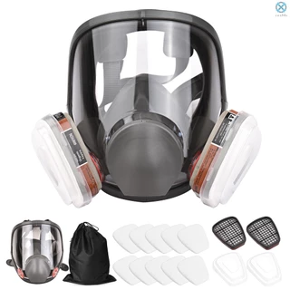 Respirador facial reutilizável Cobertura facial completa 16 em 1 Tampa de gás Respirador de vapor orgânico Amplo campo de visão para máquina de pintura, polimento, soldagem e outras proteções de trabalho #NEW