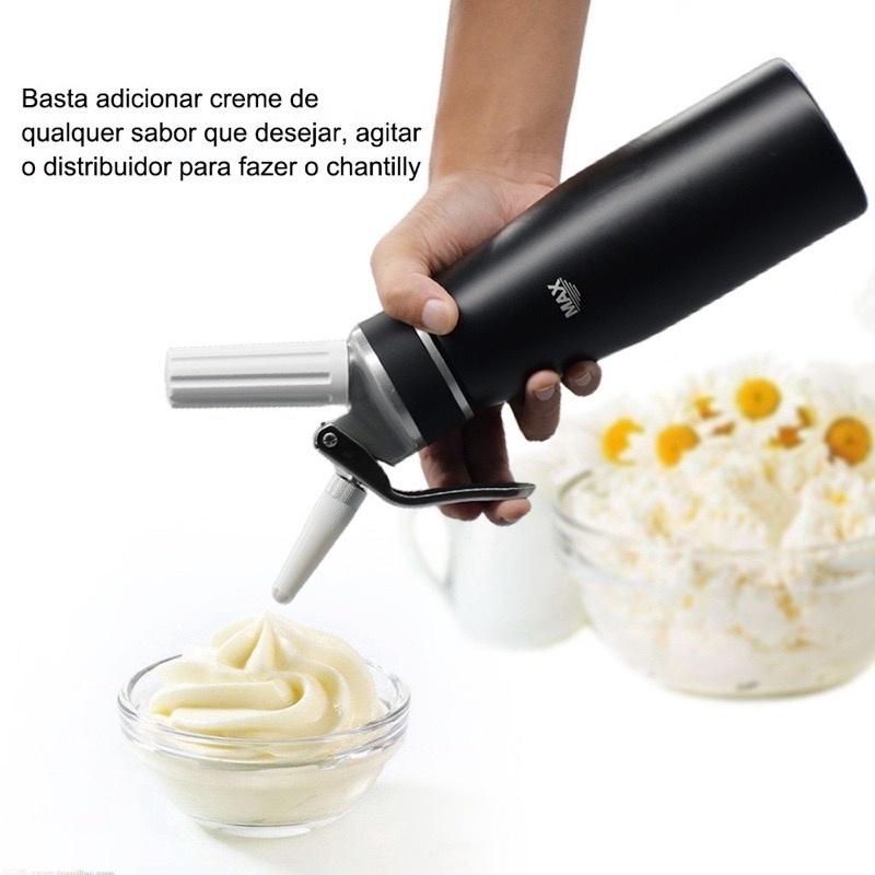 De Garrafa Chantilly Sifão Profissional 500ml 3 Bicos