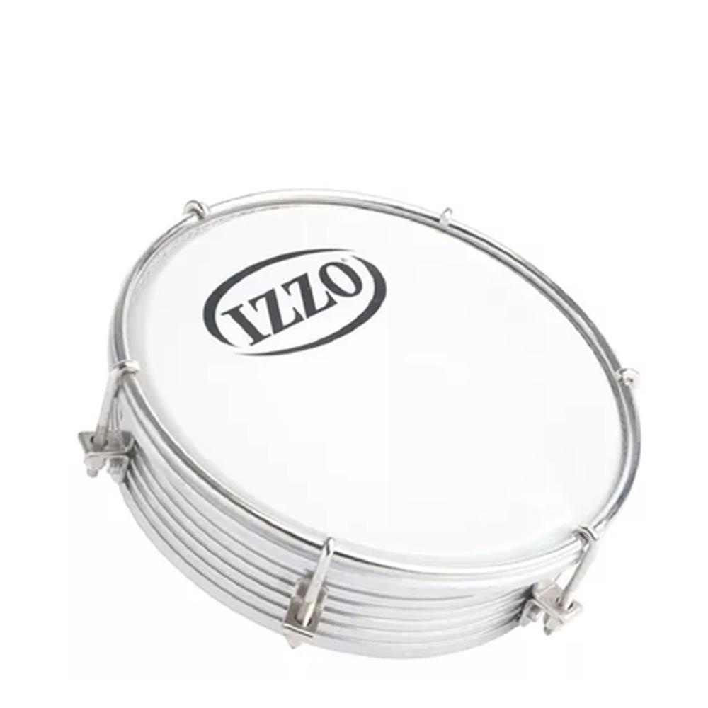 TAMBORIM IZZO 06 POL ALUMINIO ANODIZADO PRATA C/PELE LEITOSA