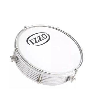 TAMBORIM IZZO 06 POL ALUMINIO ANODIZADO PRATA C/PELE LEITOSA