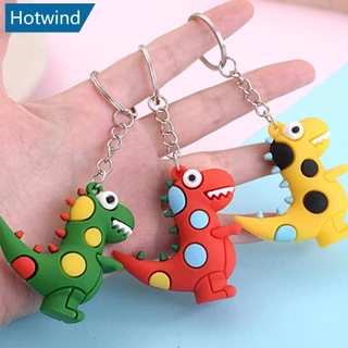 HW Chaveiro Dinossauro De Borracha Pingente Dino Colorido Faça-Você-Mesmo Carro Porta-Chaves Bolsas Decoração Pingentes Presentes M8V6