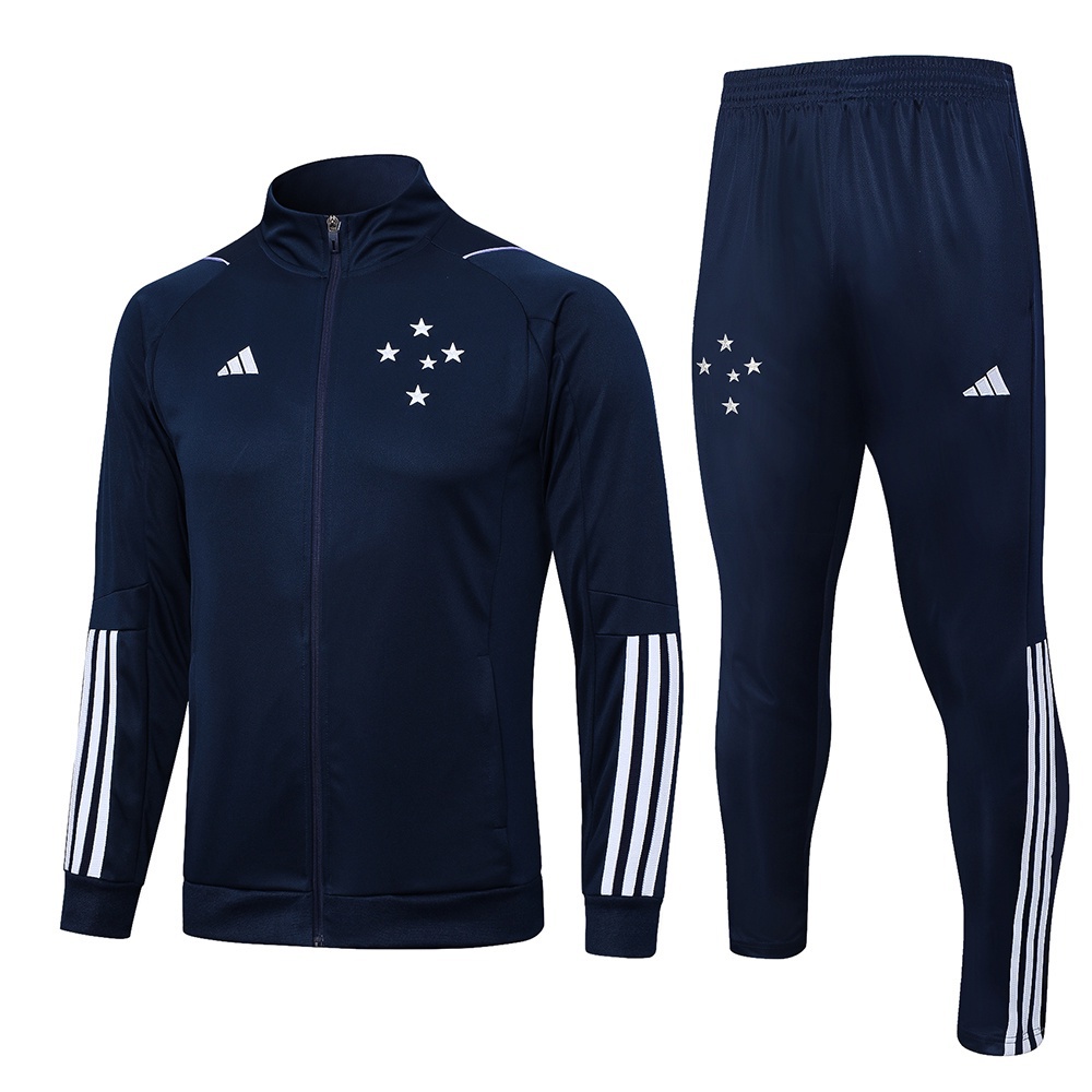 2023/24 Cruzeiro Roupa De Treino De Futebol Masculino De Manga Longa Esportiva Jaqueta Azul Escura E Calça