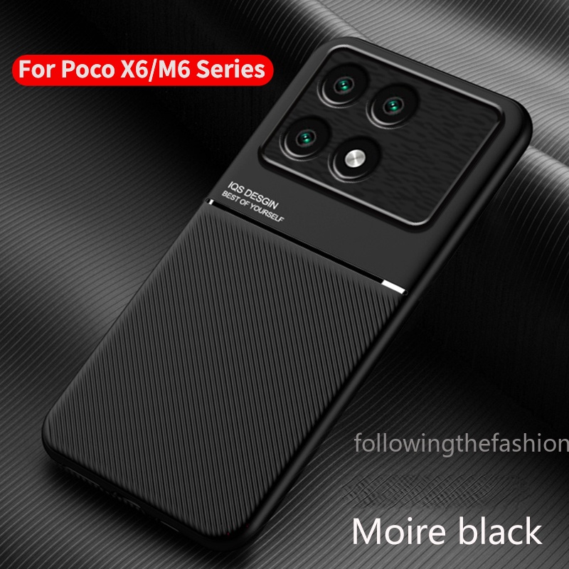 Caixa Para Xiaomi Poco X6 Pro 5G M6 4G 2024 Proteção Da Lente Câmera Do Telefone Moda Dura Suave Anti-Choque À Prova De TPU Nova Capa Traseira Magnética De Couro