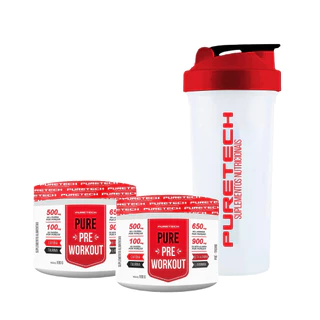 Kit 2X Pure Pré Treino Maça Verde e Uva 100g + Coqueteleira PURETECH em Oferta na Shopee